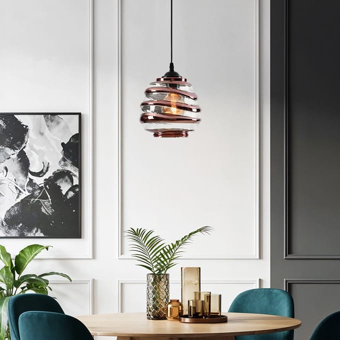 LumenXL Hanglamp - golvend glas - bronzen details - Mace