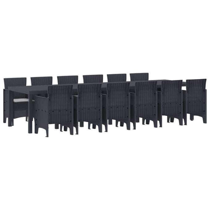 vidaXL - Tuin - Eettafel - Set - 13 - st - Antraciet - Polt - riet