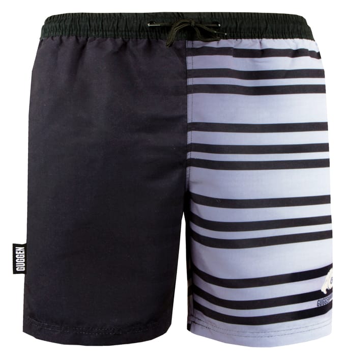 Zwemshort voor Heren met Patroonstrepen Wit Zwart