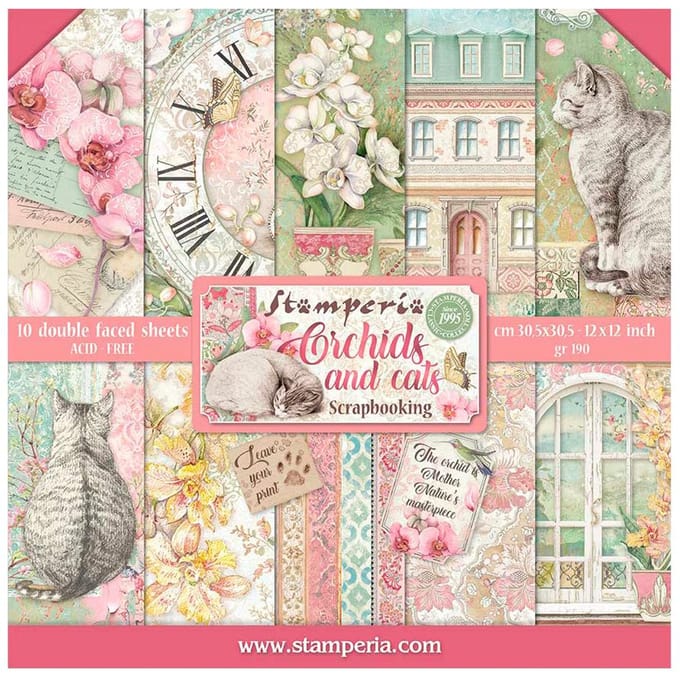 Stamperia Orchids and Cats 12x12 Inch Paper Pack (SBBL81)