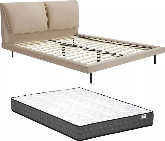 Vente-unique Bedframe fluweel taupe 140 x 190 cm