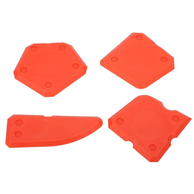 4 STUKS Kit Kitgereedschap Siliconen Glas Cement Schraper voor Afdichtmiddel Voegmiddel Afwerking Afdichting (Rood) rood