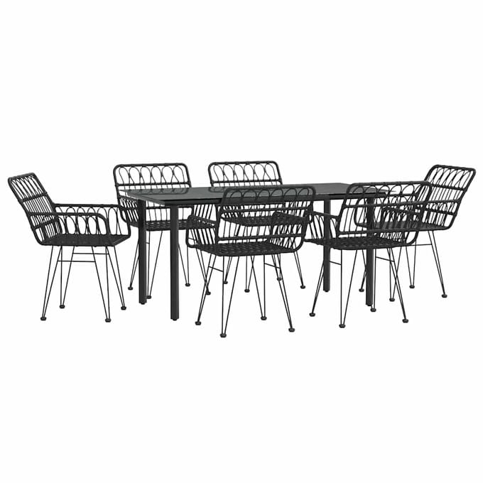 vidaXL - 7-delige - Tuinset - poly - rattan - zwart