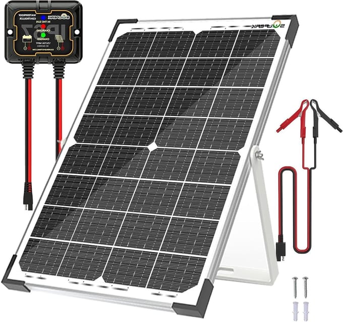 Zonne Acculader - Zonne Oplader Onderhouder - Batterij Onderhouden - MPPT Controller - 30 Watt - Zwart