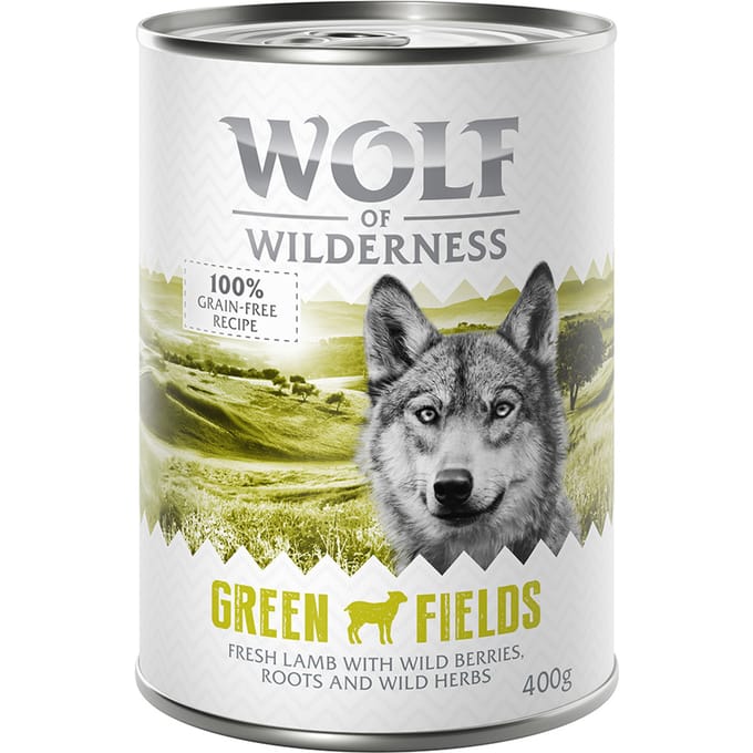 12x400g Green Fields Lam Wolf of Wilderness Hondenvoer