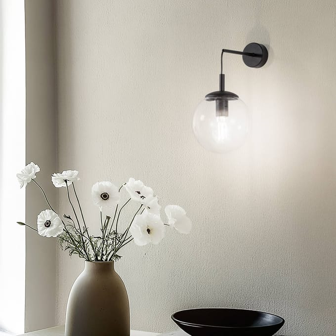TK Lighting Wandlamp Esme, transparant, hoogte 45 cm, glas, E27
