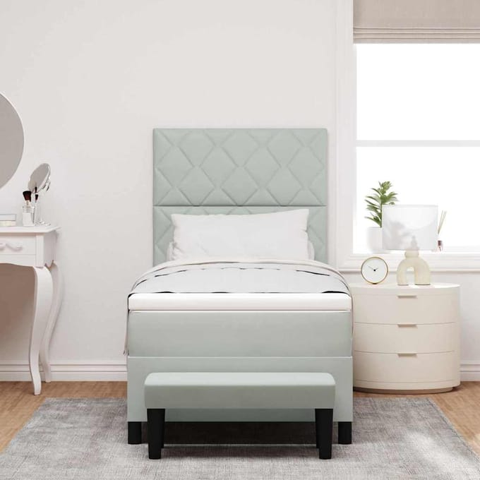 vidaXL - Boxspring - bed - met - hoofdeinde - Lichtgrijs - 190 - x - 90 - cm - Fluweel
