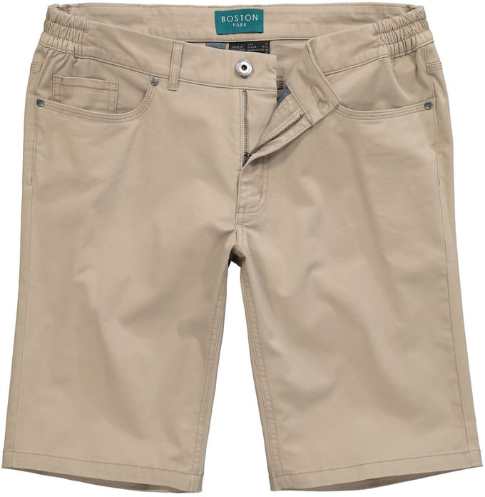 Boston Park - Heren - Bermuda Buik-Fit 5-pocket band elastisch aan de zijkant - Beige - Maat 68