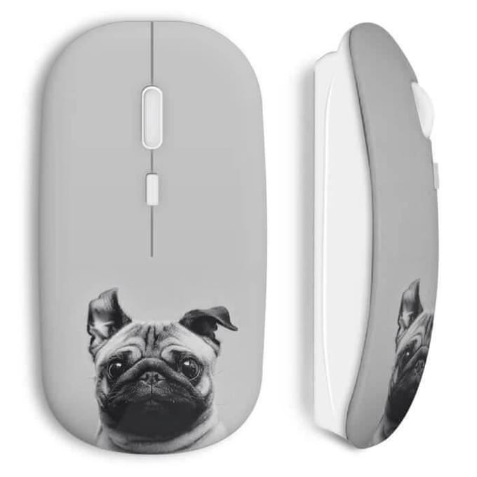 Draadloze muis Hond bulldog schattig zwart wit