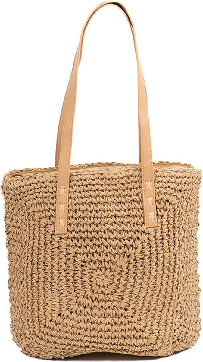 Monnq - strandtas met rits - rieten tas - strandtas riet - Naropa Wheat