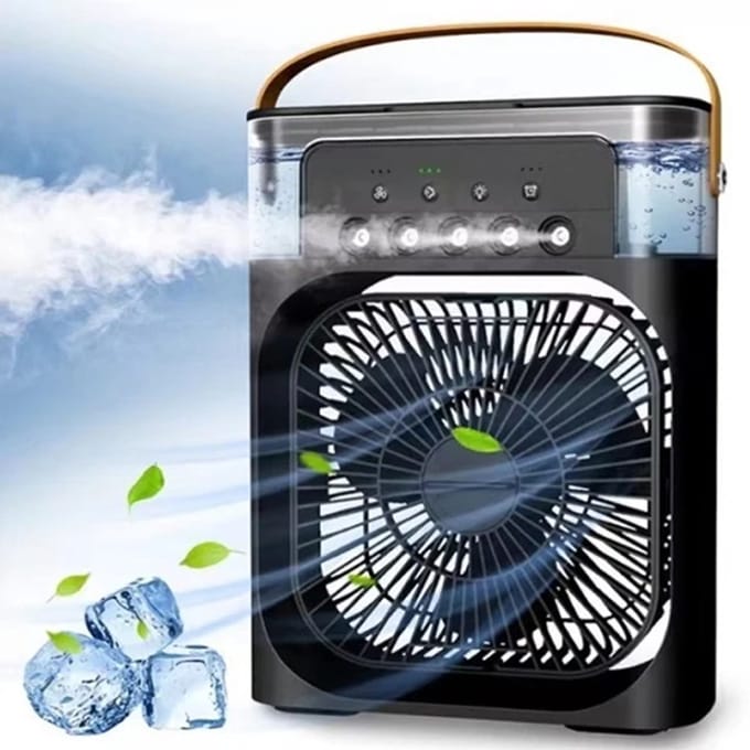 ACEP Draagbare Ventilator - Koelventilator 3-in-1 - USB - Mini airco- Zwart - Ventilator - Tafelventilator - Luchtbevochtiger - Ventilator staand
