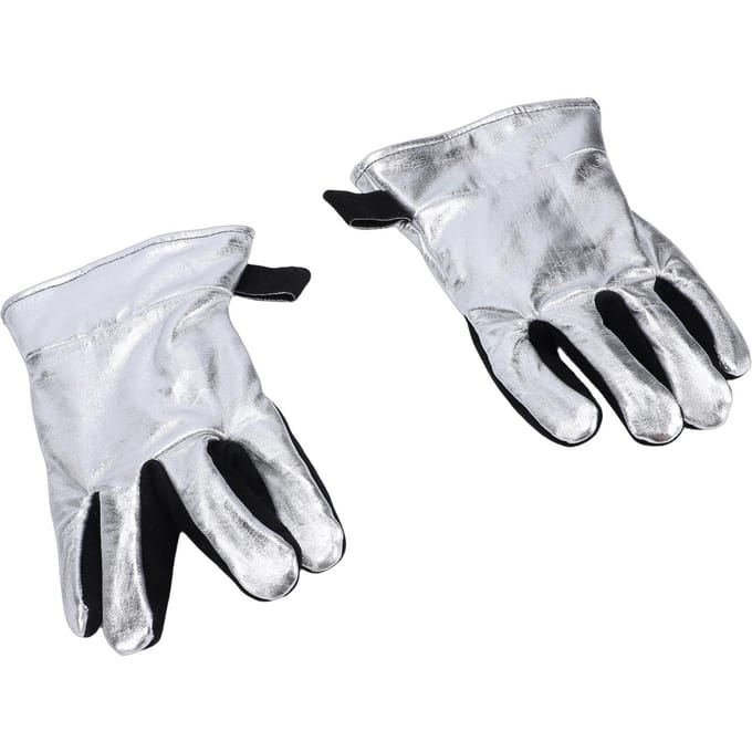 Gants de soudage en cuir de vachette résistants à la chaleur et au feu pour barbecue, grill, cheminée, usage industriel white