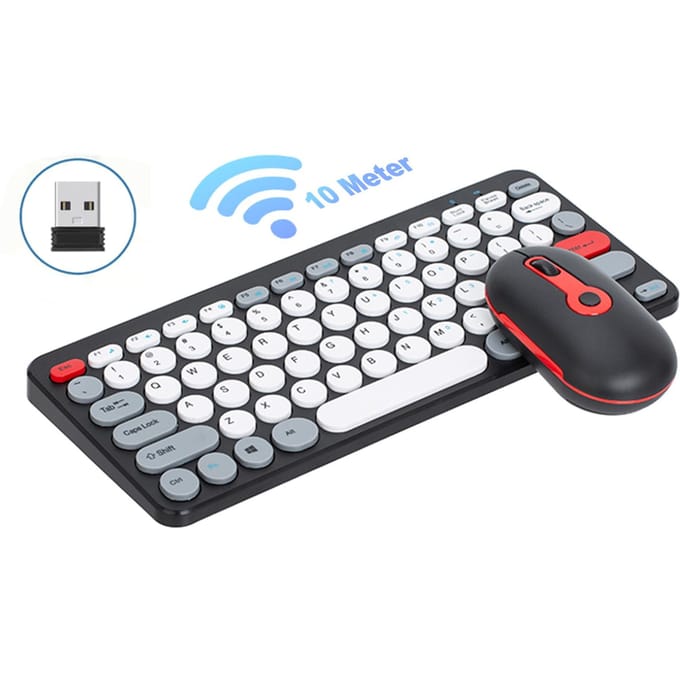 Draadloos toetsenbord en muis combo 2.4G ergonomisch compact stil voor computer en laptop zwart