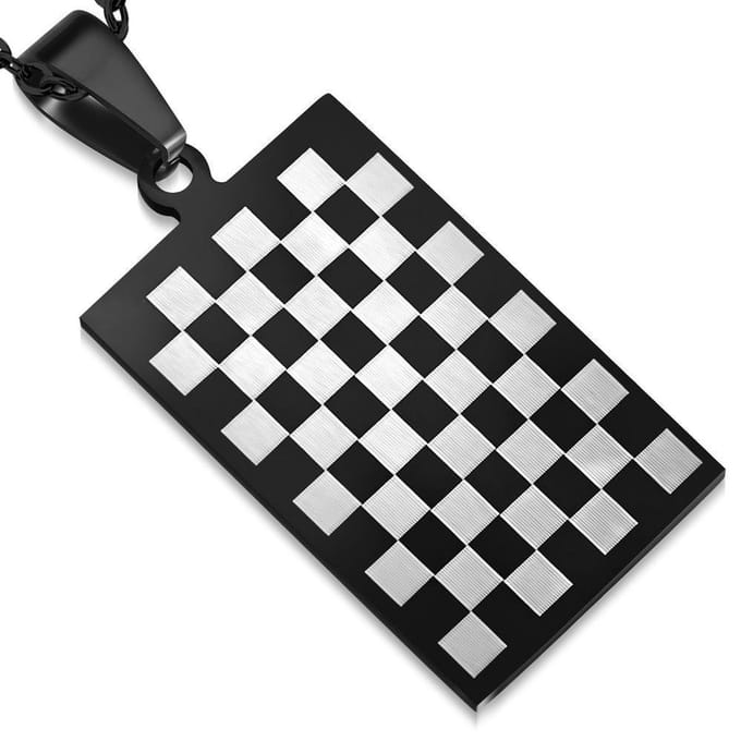 Amanto Ketting Casion - 316L Staal - Dambord - 37x20mm - 60cm