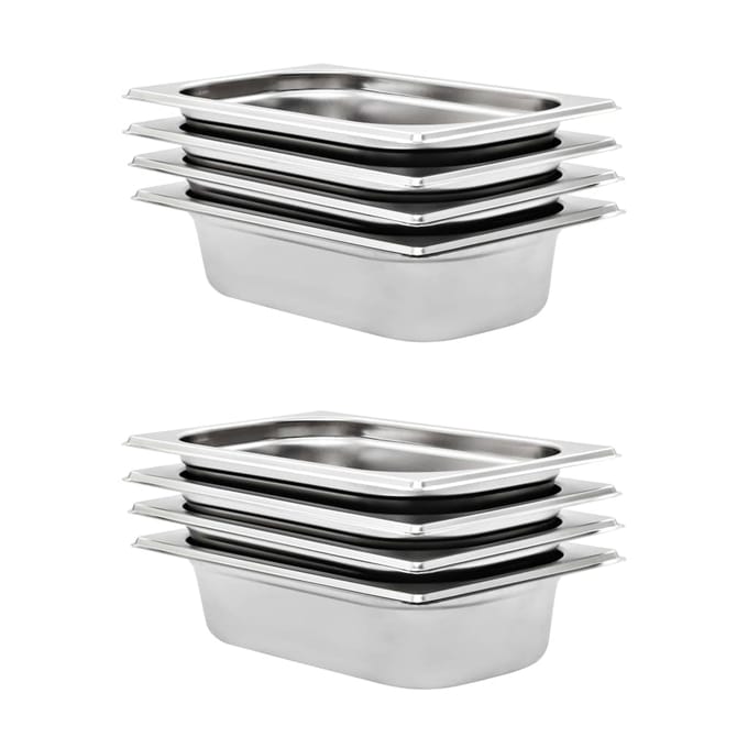 vidaXL - Gastronormbakken - 8 - st - GN - 1/4 - 65 - mm - roestvrij - staal