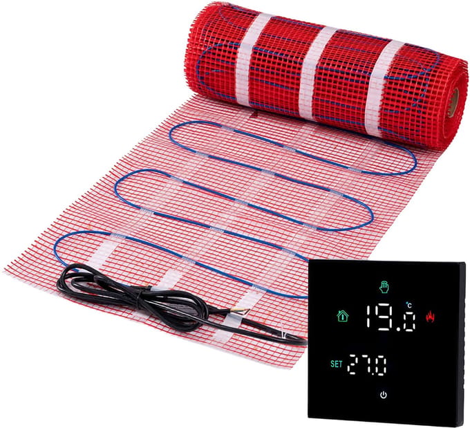 XXL complete vloerverwarming set 150 watt met 16A wifi thermostaat + uitbreiding, 100 m²