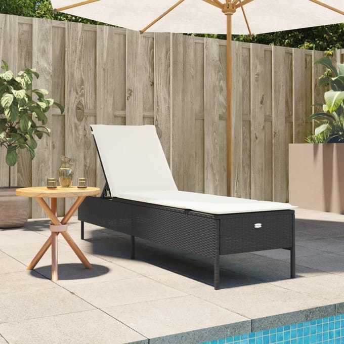 vidaXL - Ligbed - met - kussen - poly - rattan - zwart