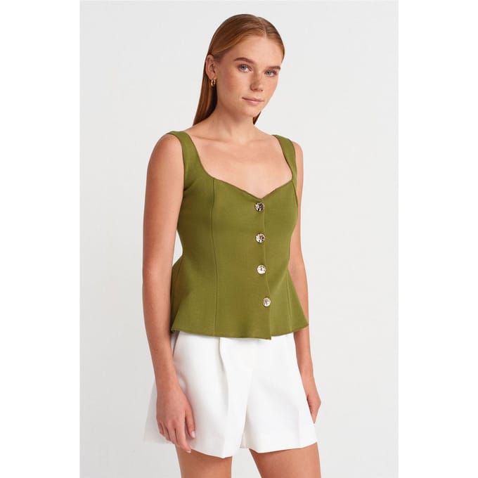 Fitted Mouwloze Peplum Blouse