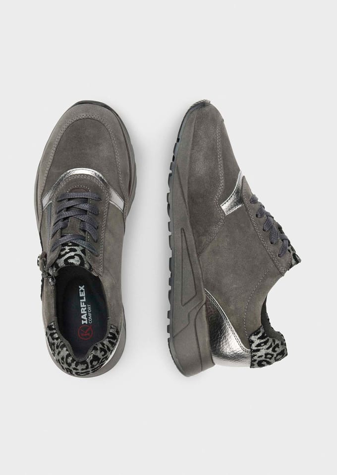 Sneakers van leer van wild - grijs - Gr. 38 van Goldner Fashion