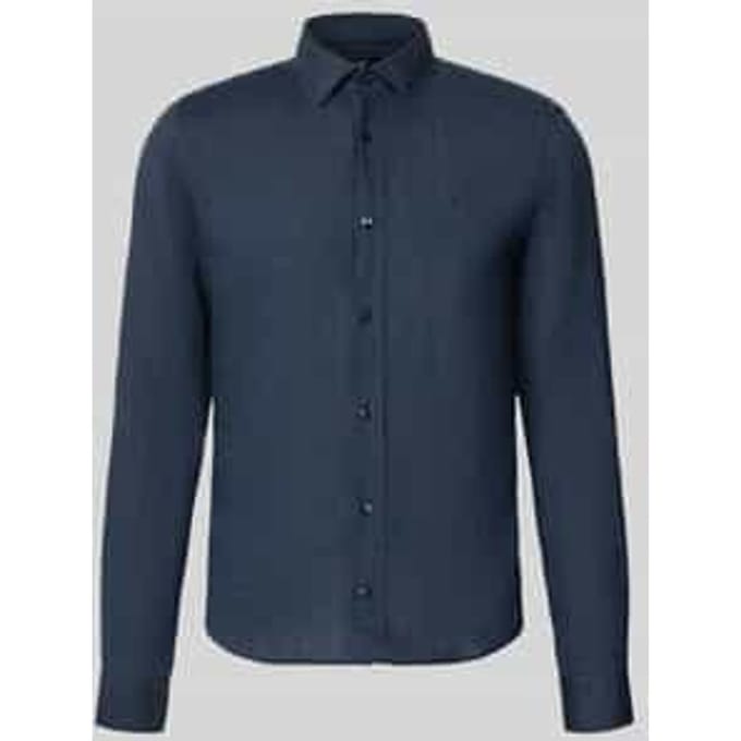 Causal fit linnen overhemd met kentkraag model 'Mike'