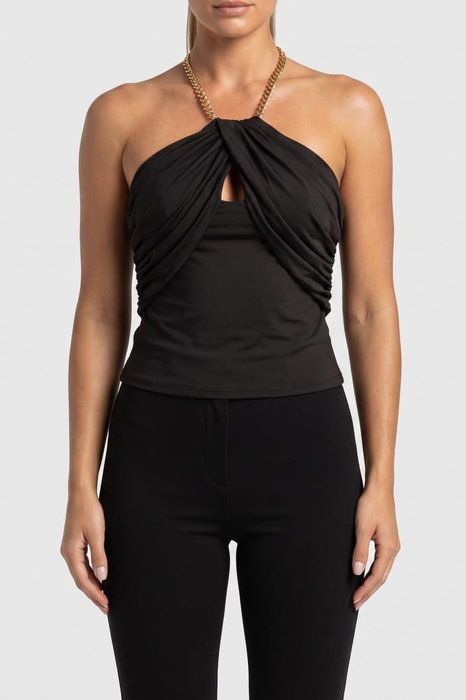 GUESS Alva Halter Neck Cha Jet Black A996 Größe: S | Blusen Outlet | Damen | Schwarz
