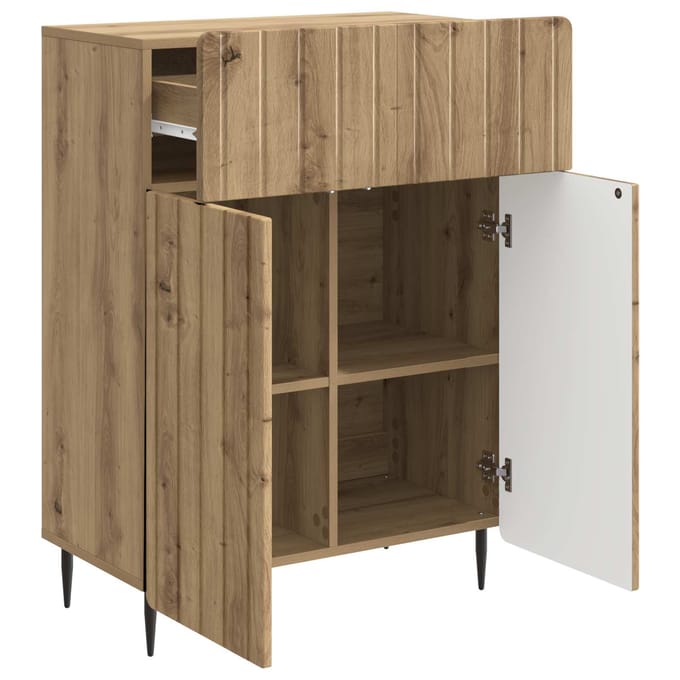 vidaXL - Dressoir - Artisanaal - eiken - 66 - x - 34,5 - x - 92 - cm - Bewerkt - hout
