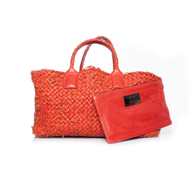 Bottega Veneta Rode cabas-tas met etui.