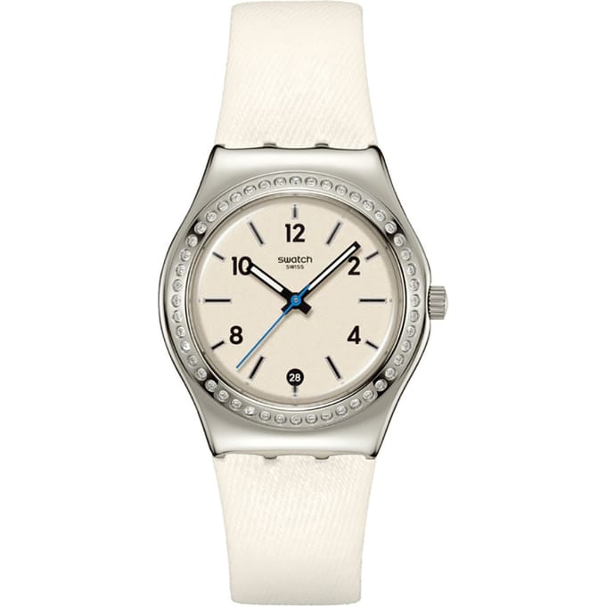Montre pour femme Swatch Irony Medium Glacial Petals YLS471 Blanche, blanc