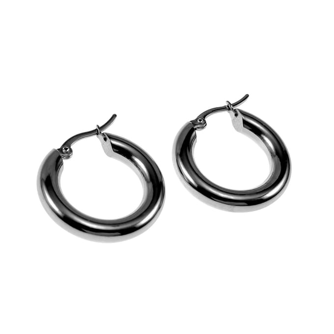 ∅25mm Oorbellen Dames - Gepolijst RVS - Brede Oorringen