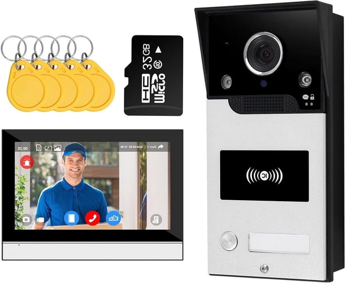 Video Deurintercom met WiFi, 1080p Deurbeld met Camera, Beweging Detectie en Opname, 10 Inch Scherm