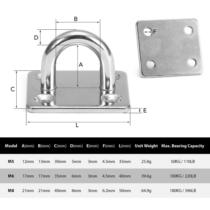 4 stuks Oogplaten Marine Hardware Multifunctionele Wandmontage Haak Lussen M8