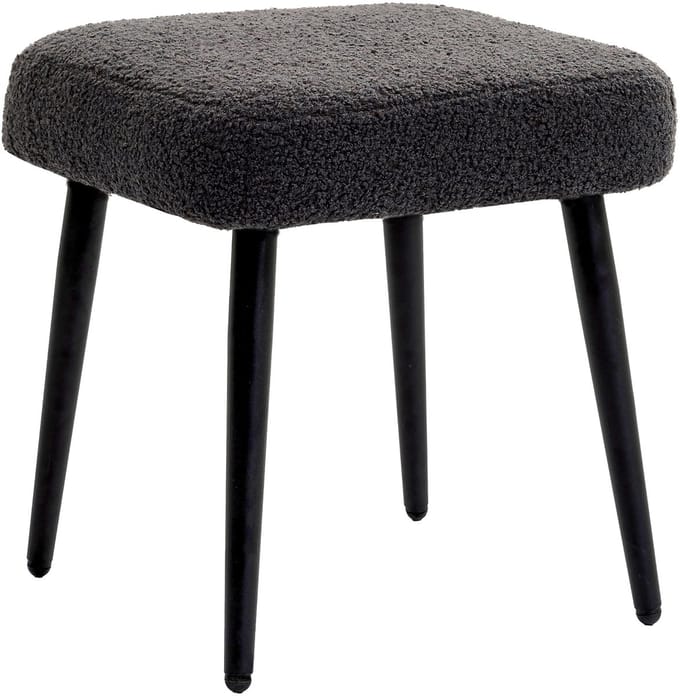 MODFU Poef 42x42x47 cm van polyester, gestoffeerd in kasjmier-look, donkergrijs