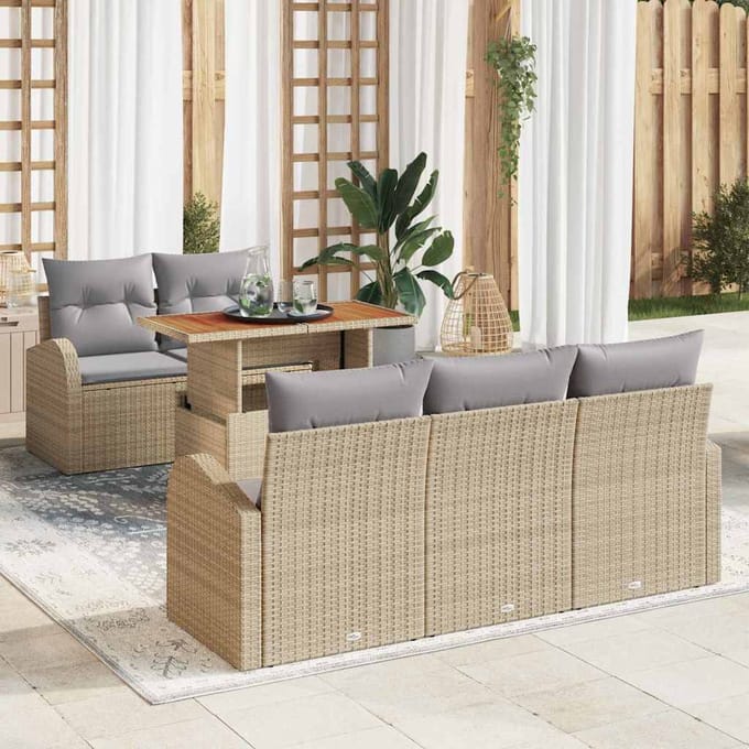 vidaXL - Tuinbank - Set - 6 - st - beige - en - lichtgrijs