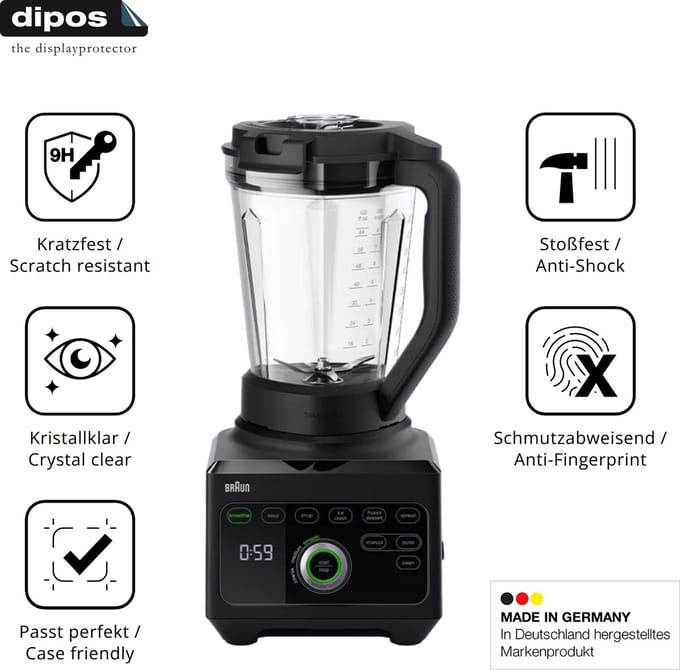 dipos – 2x Pantserfolie geschikt voor Braun PowerBlend 9 | 9H Screenprotector