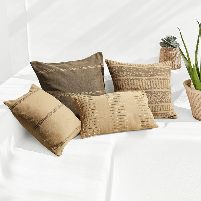 LOBERON Kussenhoes set van 4 Patti bruin/beige