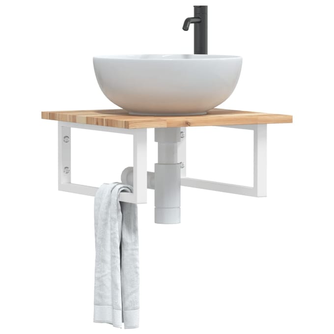 vidaXL - Badkamer - wandschap - staal - en - massief - acaciahout