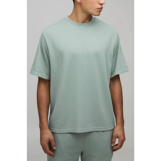 Relaxed Fit Waffle T-Shirt | Dusty Green | Size Medium