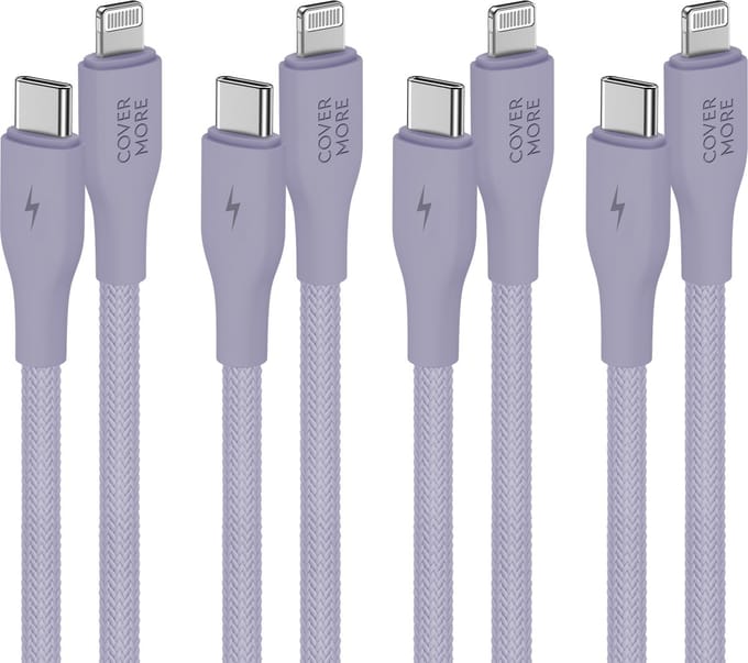 Usb C naar Lightning kabel - 1m - 4 stuks - Paars - Gevlochten - Sterk