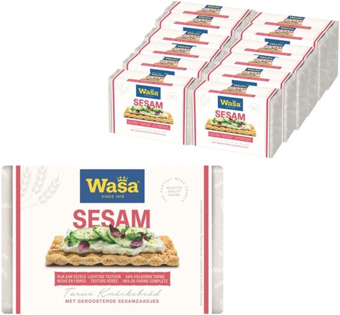 Wasa Sesam Knäckebröd Singlepack 120x13g – Krokant & Vezelrijk – Portieverpakt
