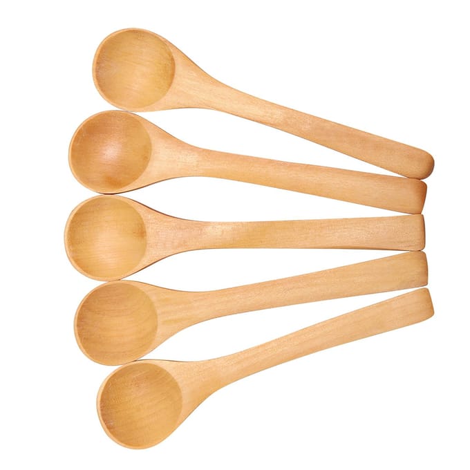 30 stuks Mini Natuurlijk Houten Kinderlepel Keuken Kruidenhulpmiddel beige