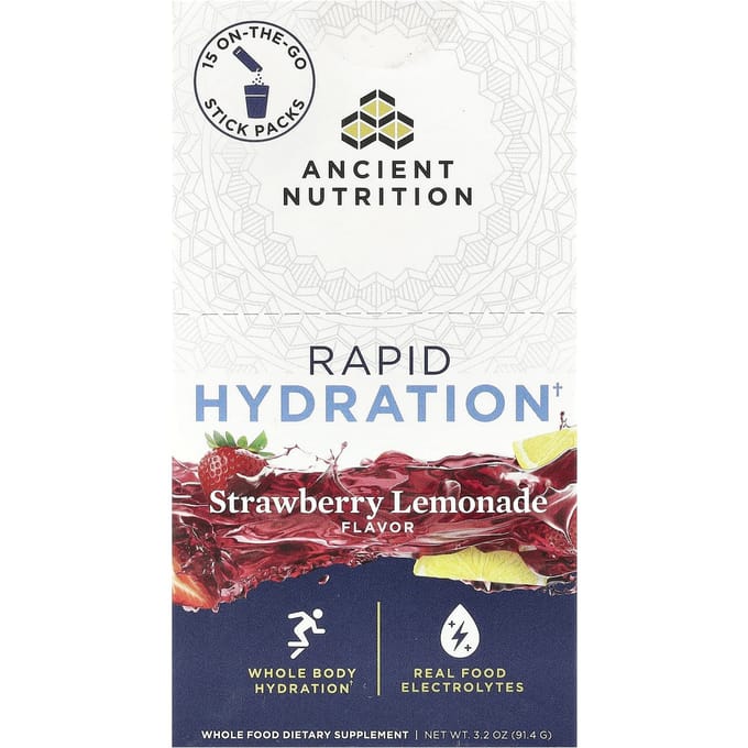 Snelle Hydratatie, Aardbeienlimonade, 15 Zakjes, 6.1G (0.2oz) Elk