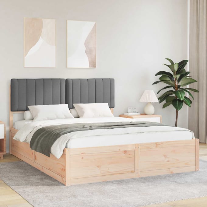 vidaXL - Bedframe - met - Gevoerde - Hoofdbord - Donkergrijs - 160 - x - 200 - cm