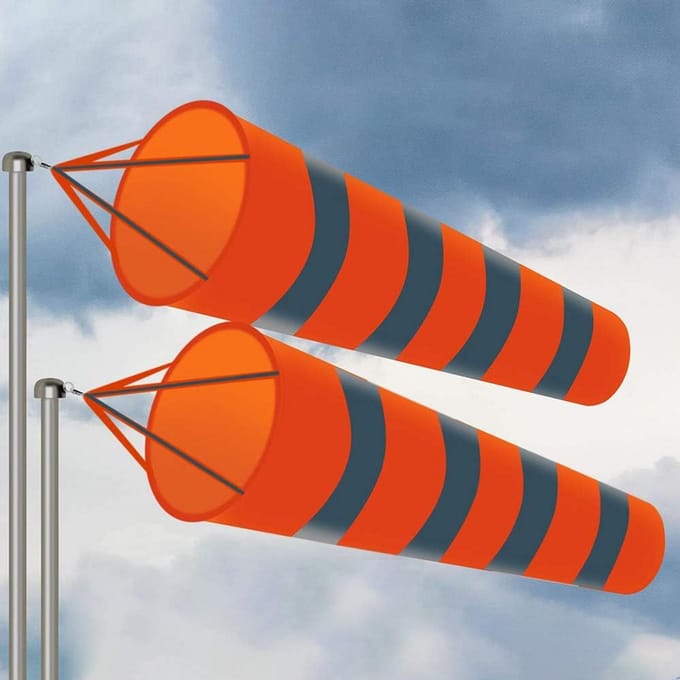 Windzak Outdoor - Windmeter - Windmeting Tuin - Reflecterende Riem - 150 cm - Oranje Wit