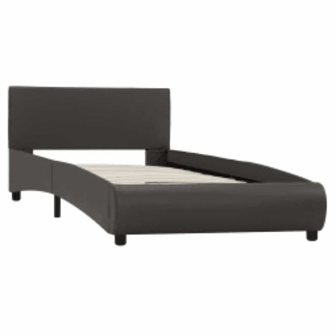 vidaXL - Bedframe - met - LED - kunstleer - grijs - 100x200 - cm