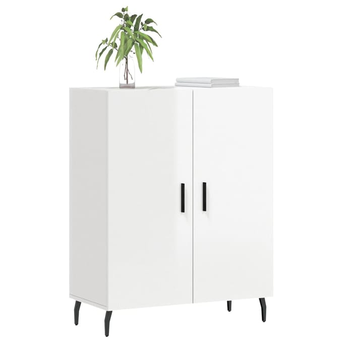 vidaXL - Dressoir - 69,5x34x90 - cm - bewerkt - hout - hoogglans - wit