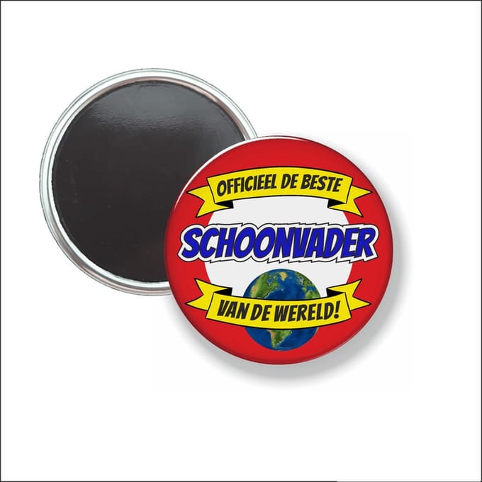 Button Met Magneet 58 MM - Officieel De Beste Schoonvader Van De Wereld - NIET VOOR KLEDING