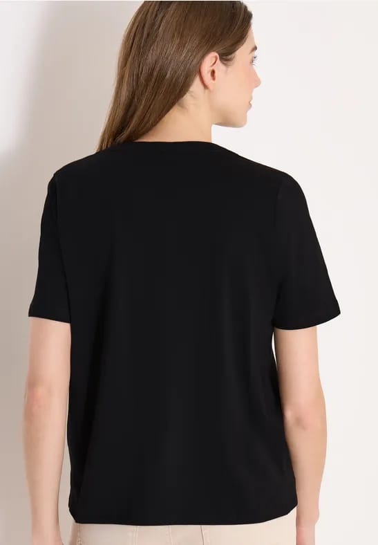 Shirt met korte mouwen en gespleten hals