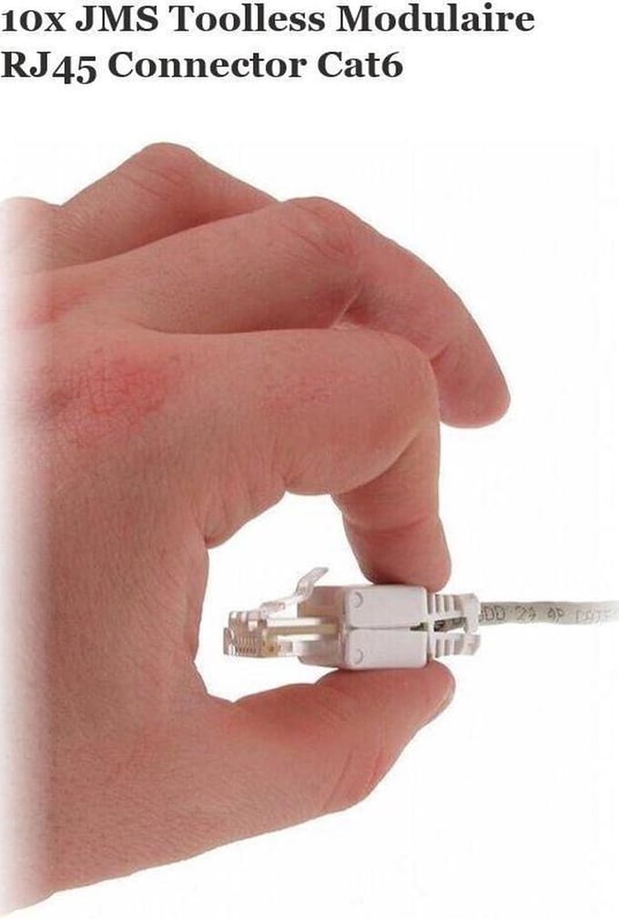 10x JMS® Toolless Modulaire RJ45 Connector Cat6 (ook geschikt voor cat5, set van 10)