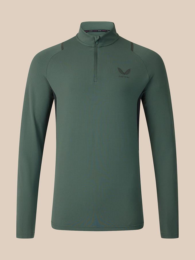Heren Apex Slim Fit Kwartrits Top - Groen/zwart