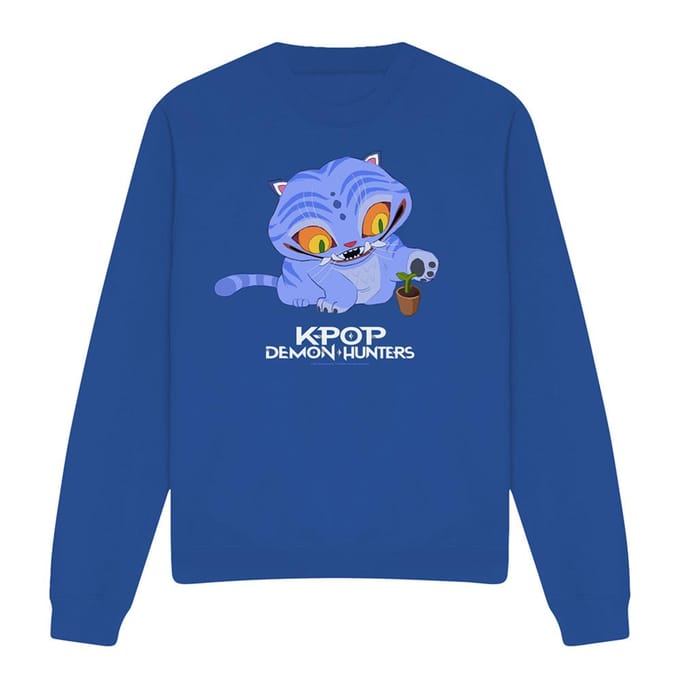 K-Pop Demon Hunters Unisex Volwassene Schattige Derpy Tiger Sweatshirt (Royaal Blauw)